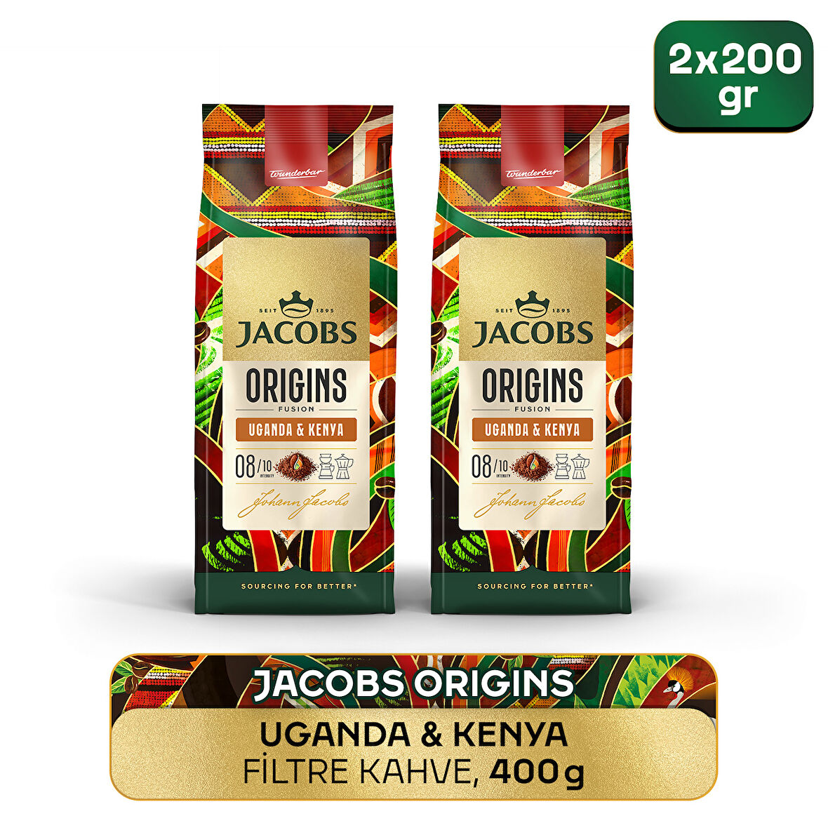 Jacobs Origins Uganda & Kenya Filtre Kahve 200gr x 2 Adet