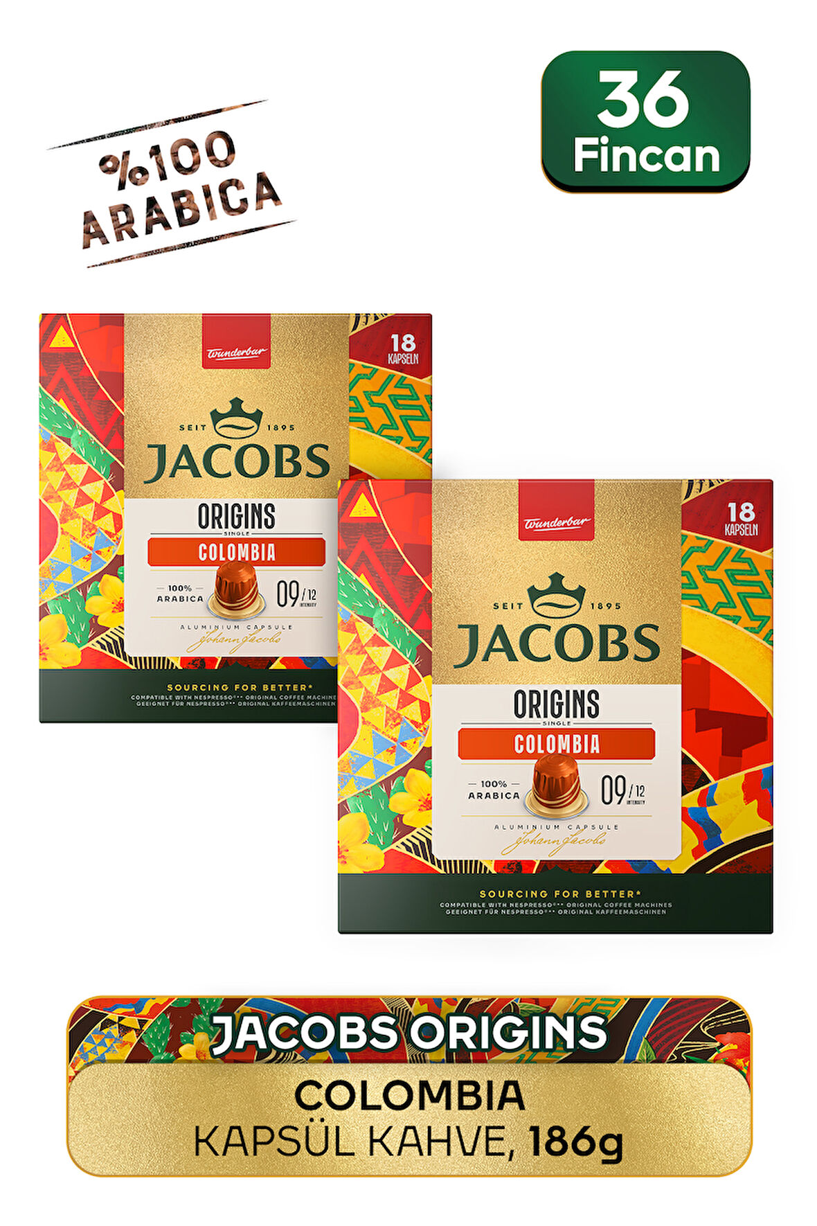 Jacobs Origins Colombia Nespresso Uyumlu Alüminyum Kapsül Kahve 36 Kapsül