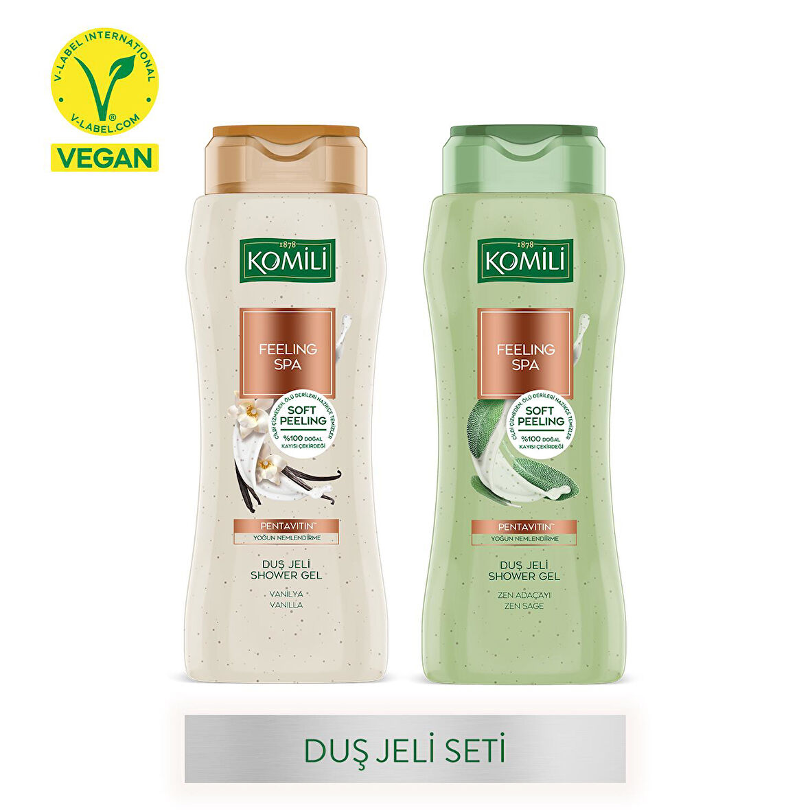 Komili Feeling Spa 2'li Peeling Etkili Duş Jeli Seti - Vegan - 2 x 500 ML