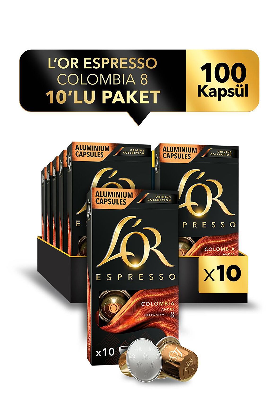 L'OR Espresso Origin Colombia Kapsül Kahve 10 x 10 Paket ( 100 Adet )