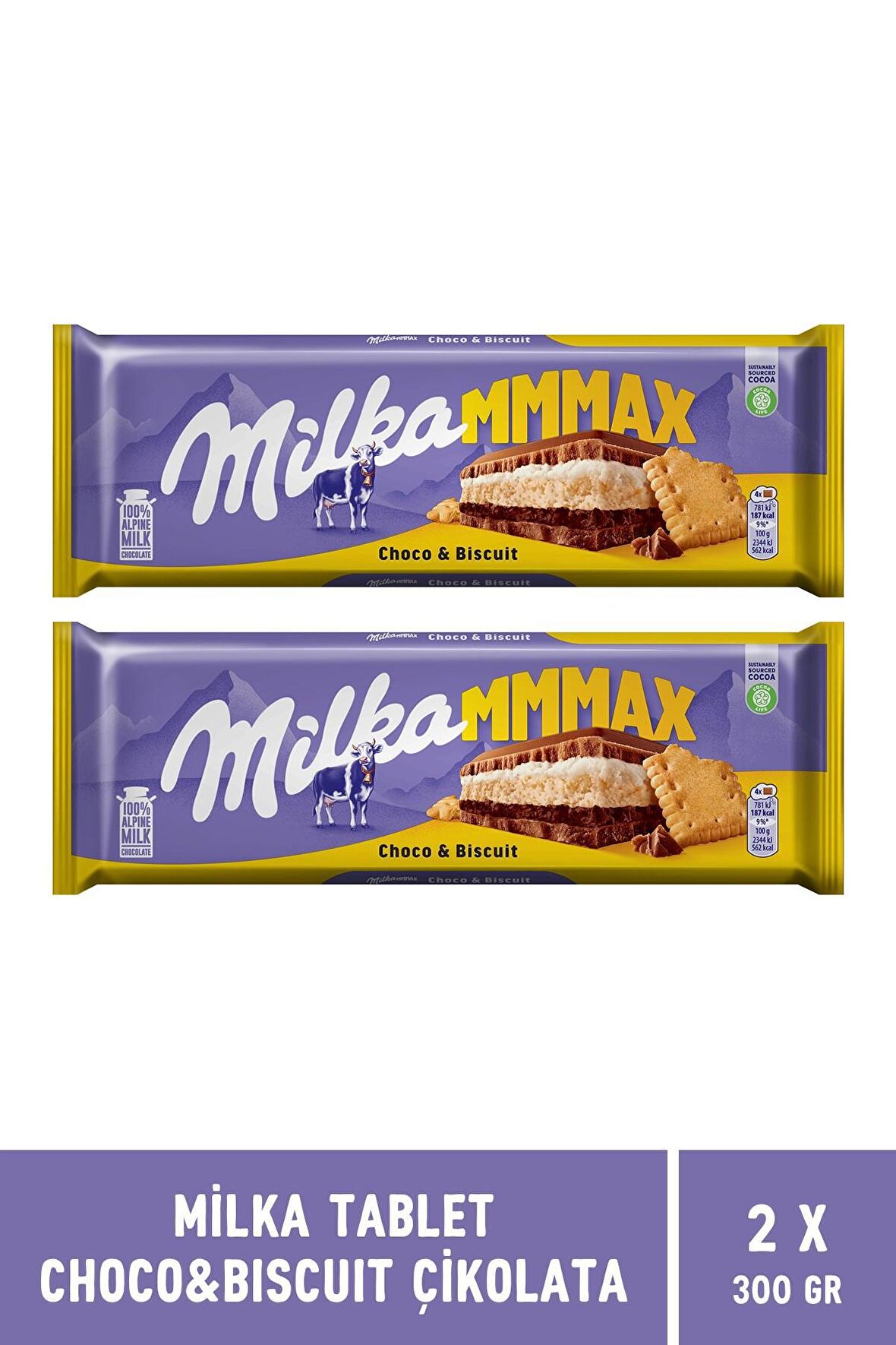 Milka Choco & Biscuit Tablet Çikolata 300 gr MMMAX - 2 Adet 