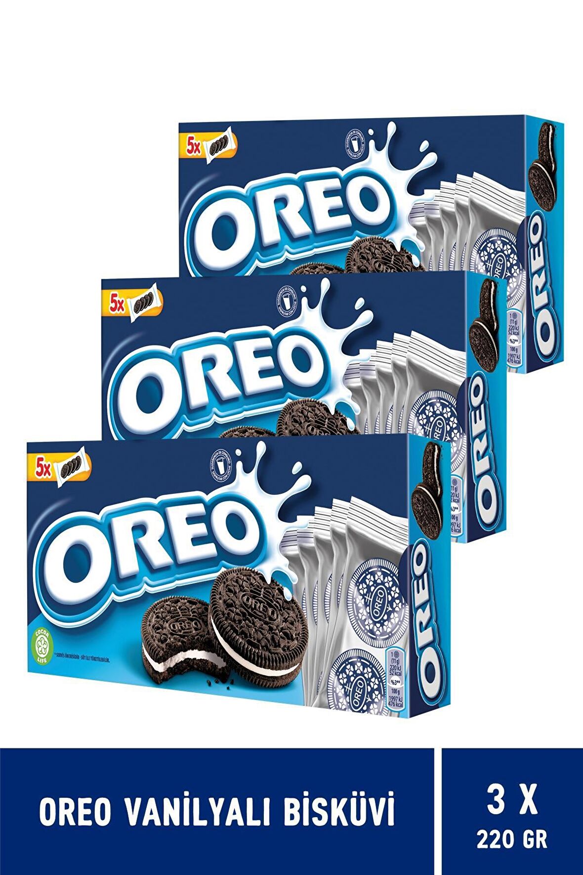 Oreo Vanilyalı Bisküvi 220 gr - 3 Adet  