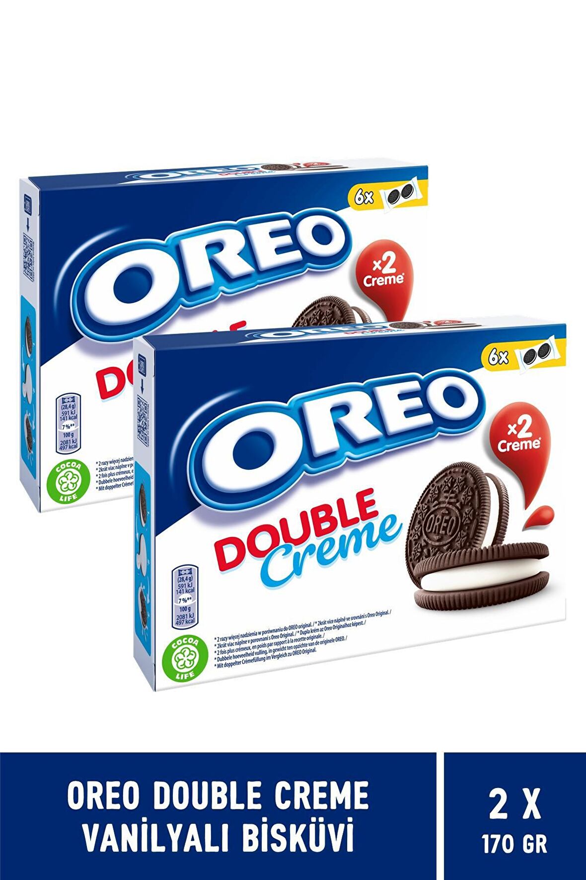 Oreo Double Creme Vanilyalı Bisküvi 170 gr - 2 Adet