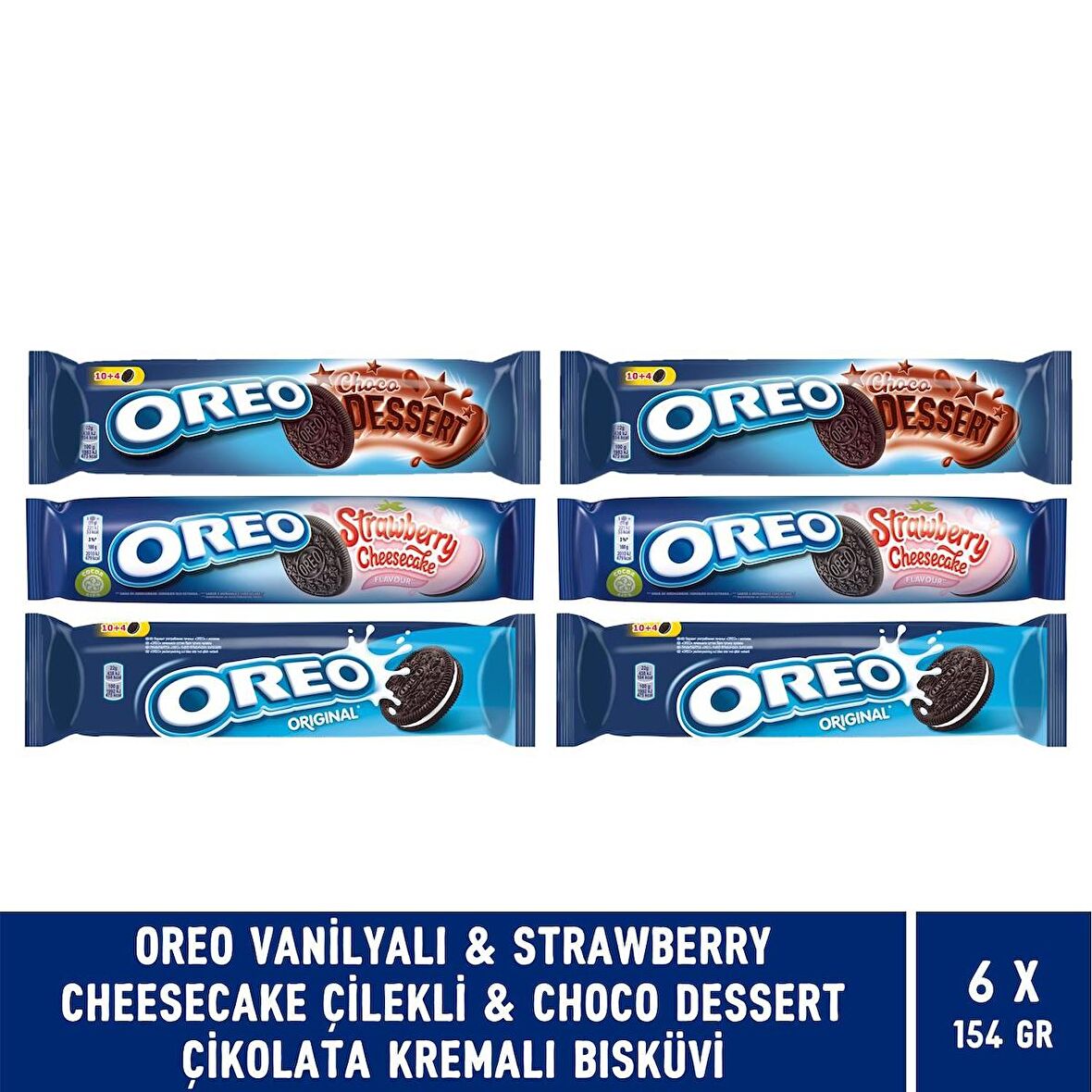 Oreo Vanilyalı & Choco Dessert & Çilekli Cheesecake 154 gr Bisküvi  - 6 Adet