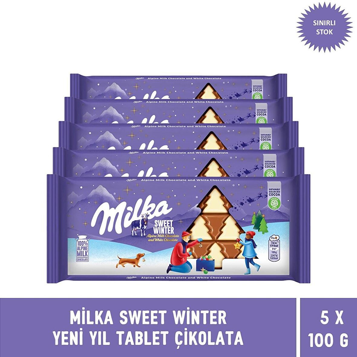 Milka Sweet Winter Yılbaşı Tablet Çikolata 100 gr - 5 Adet