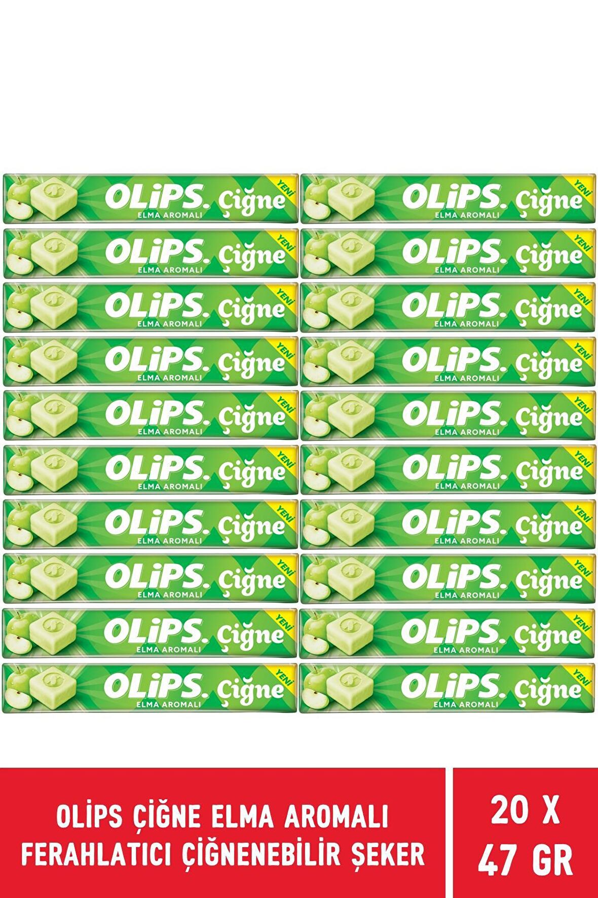 Olips Çiğne Elma Aromalı Ferahlatıcı Çiğnenebilir Şeker 47 gr - 20 Adet