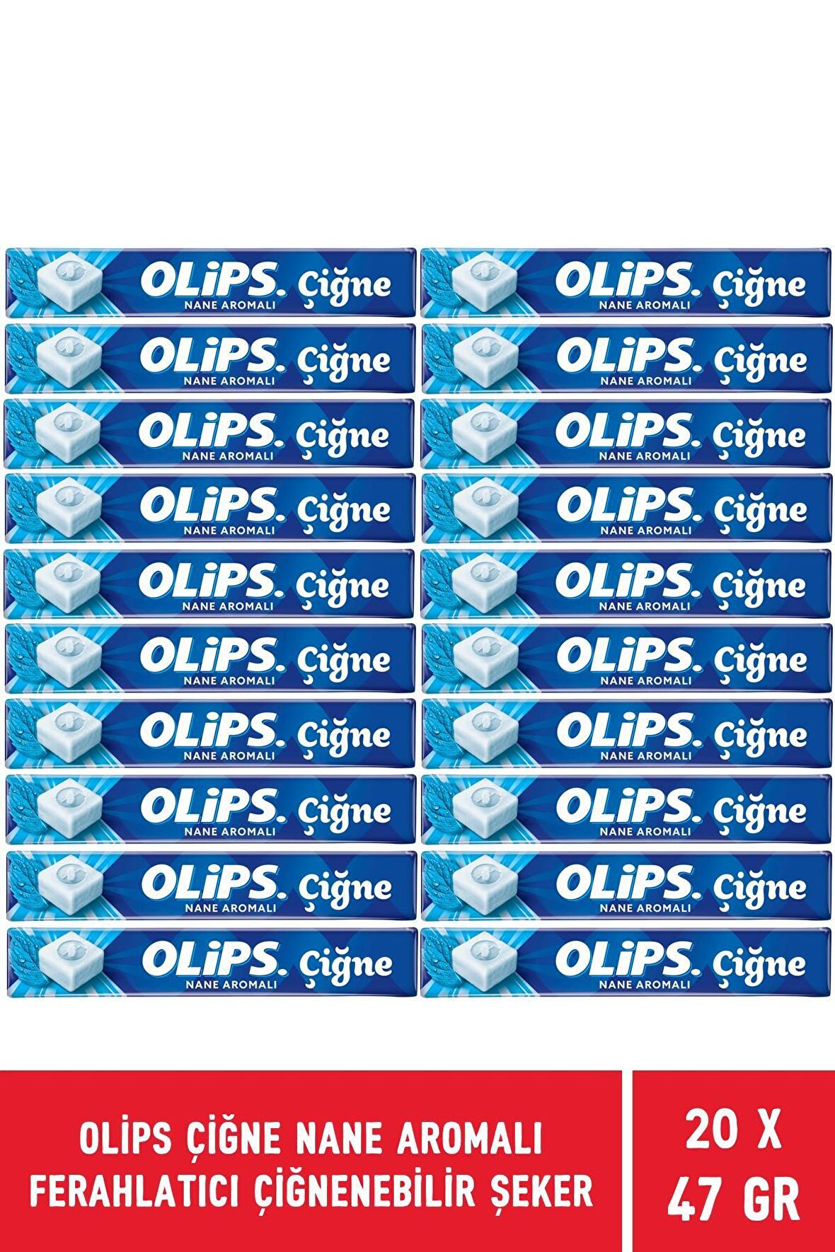 Olips Çiğne Nane Aromalı Ferahlatıcı Çiğnenebilir Şeker 47 gr - 20 Adet