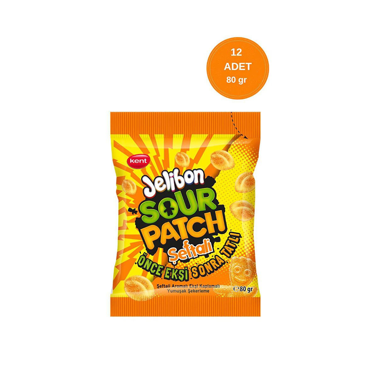 Jelibon Sour Patch Şeftali Aromalı Yumuşak Şekerleme 80 gr - 12 Adet