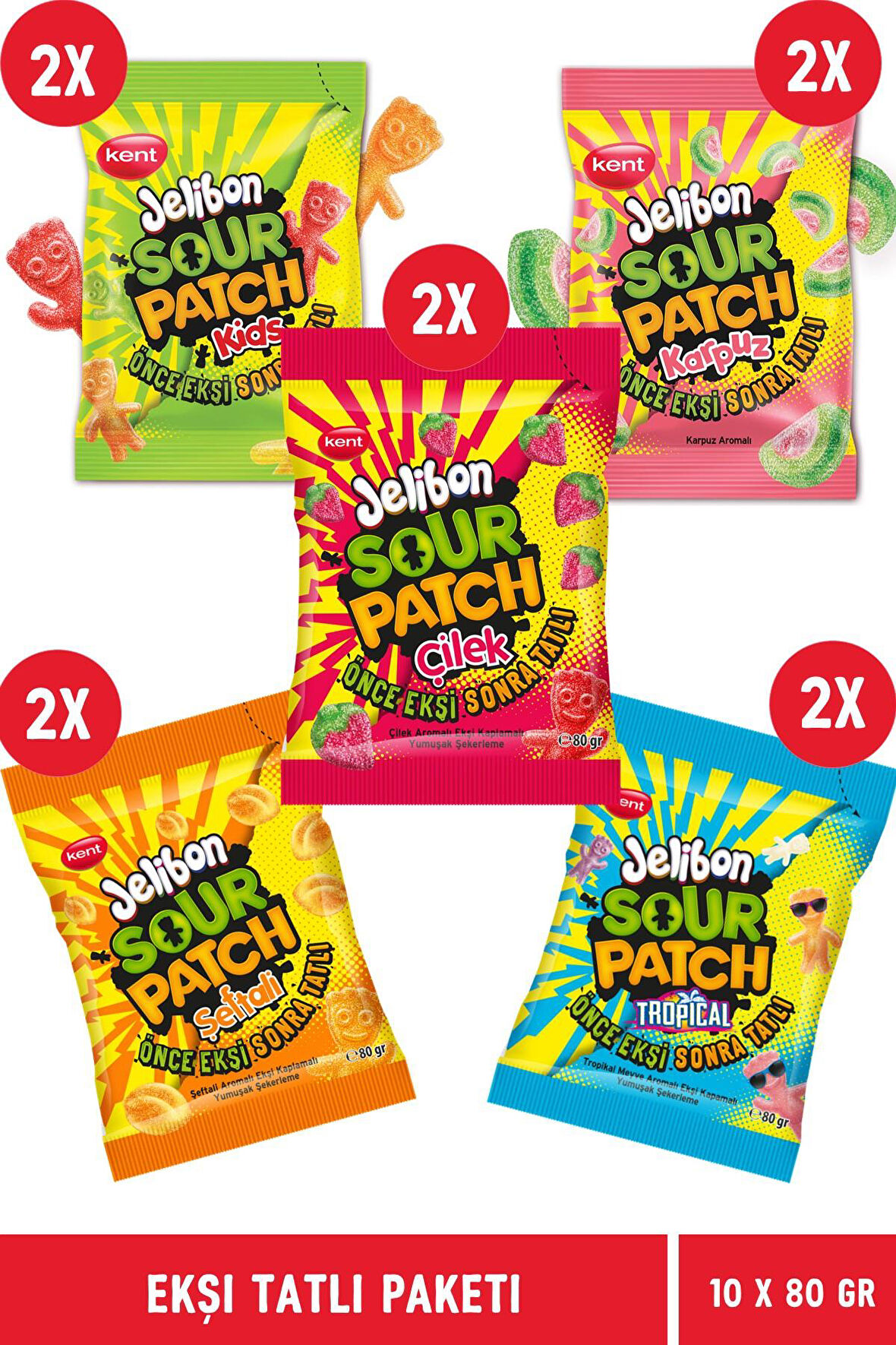 Sour Patch - Ekşi Tatlı Paketi  80 gr -10'lu Paket