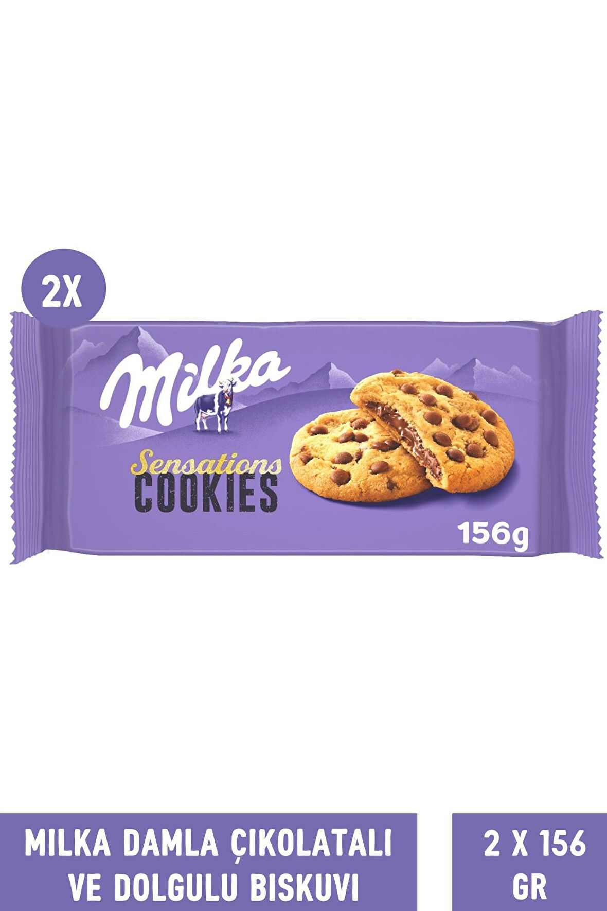 Milka Sensations Choco Cookie Damla Çikolata ve Dolgulu Bisküvi 156 gr - 2 Adet