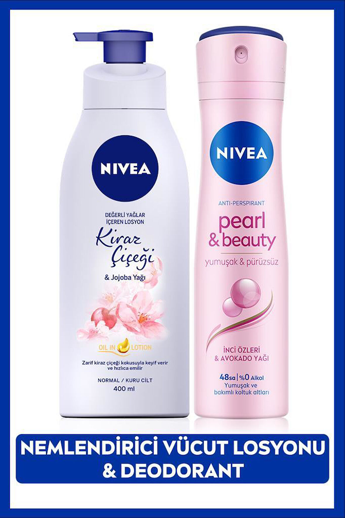 Kadın Sprey Deodorant Pearl&Beauty 150ml, Kiraz Çiçeği Nemlendirici Vücut Losyonu 400ml