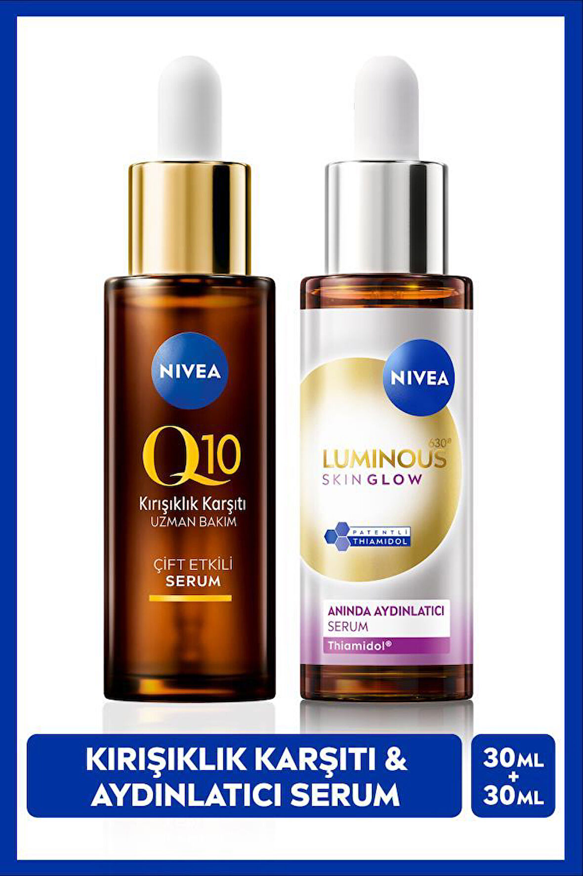 Luminous630 Skin Glow Anında Aydınlatıcı Cilt Bakım Serumu 30ml ve Q10 Kırışıklık Karşıtı Serum 30ml