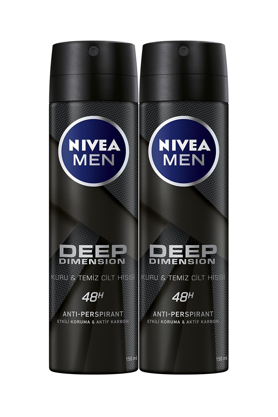 Nivea Deep Dimension Antiperspirant Ter Önleyici Leke Yapmayan Erkek Sprey Deodorant 150 ml x 2