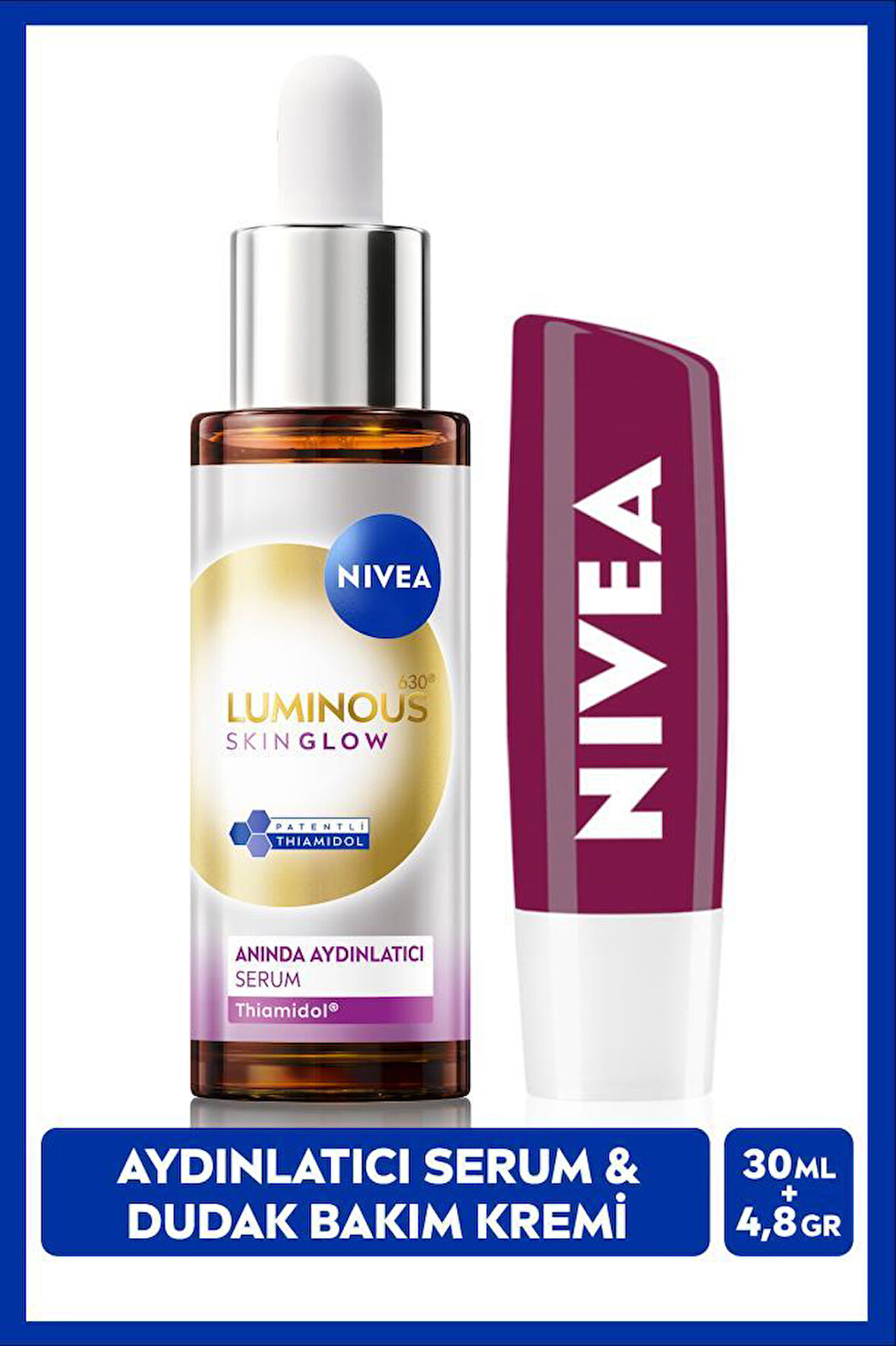 Luminous630 Skin Glow Anında Aydınlatıcı Serum 30ml ve Böğürtlen Nemlendirici Dudak Bakım Kremi4,8gr