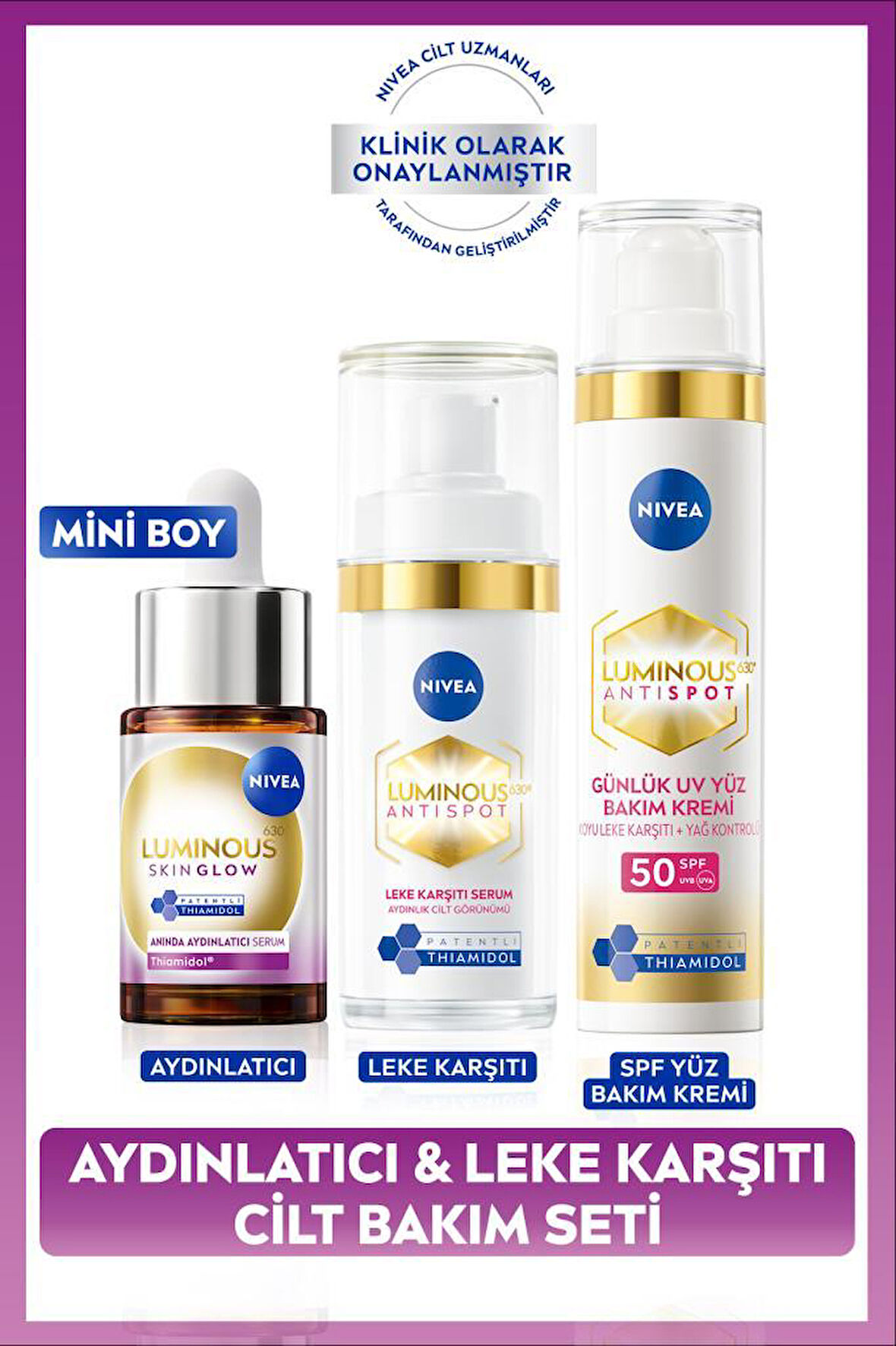 Luminous630 Skin Glow Aydınlatıcı Serum 15ml, Leke Karşıtı Serum ve SPF50 Yüz Güneş Kremi 40ml