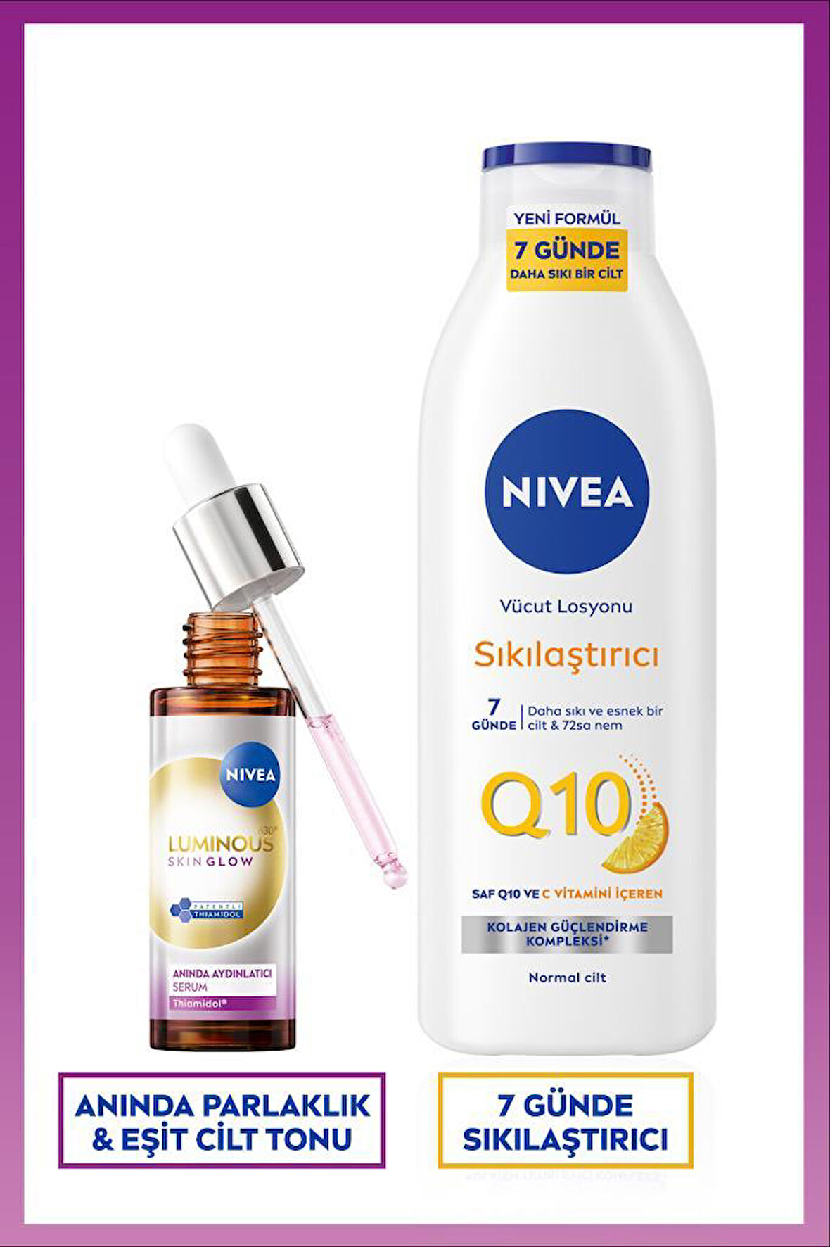 Luminous630 Skin Glow  Aydınlatıcı Cilt Serumu 30ml ve Q10 Sıkılaştırıcı Vücut Losyonu 250ml