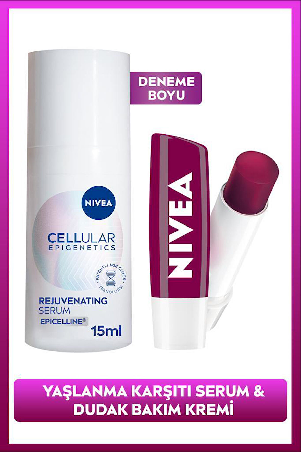 Cellular Epigenetics Rejuvenating Yaşlanma Karşıtı Cilt Serumu 15ml ve Böğürtlen Renkli Dudak Kremi