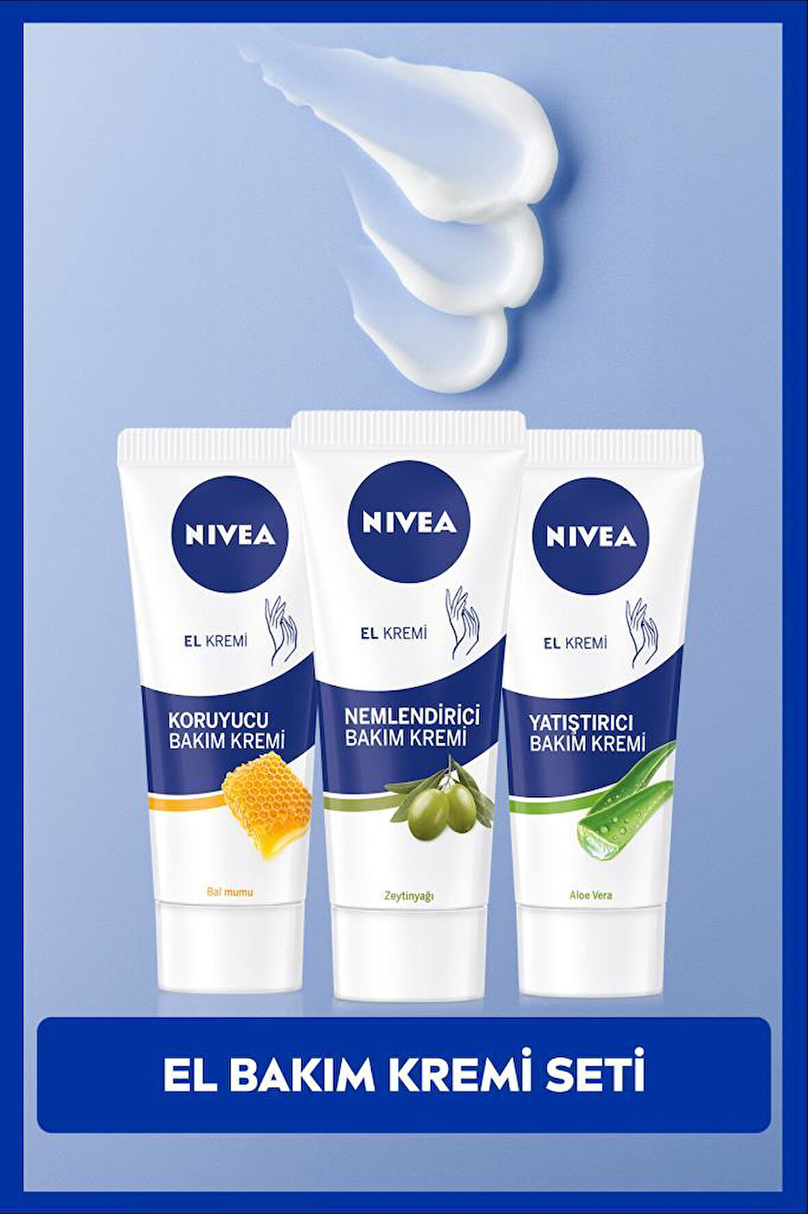 El Bakım Kremi Seti, Koruyucu Bal Mumu, Nemlendirici Zeytinyağı ve Yatıştırıcı Aloe Vera,75 ml