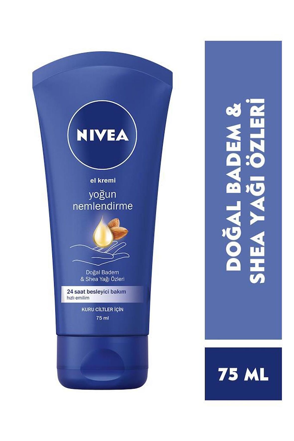 NIVEA Yoğun Nemlendirici El Kremi 75ml, Original Dudak Kremi 4,8gr HEDİYE