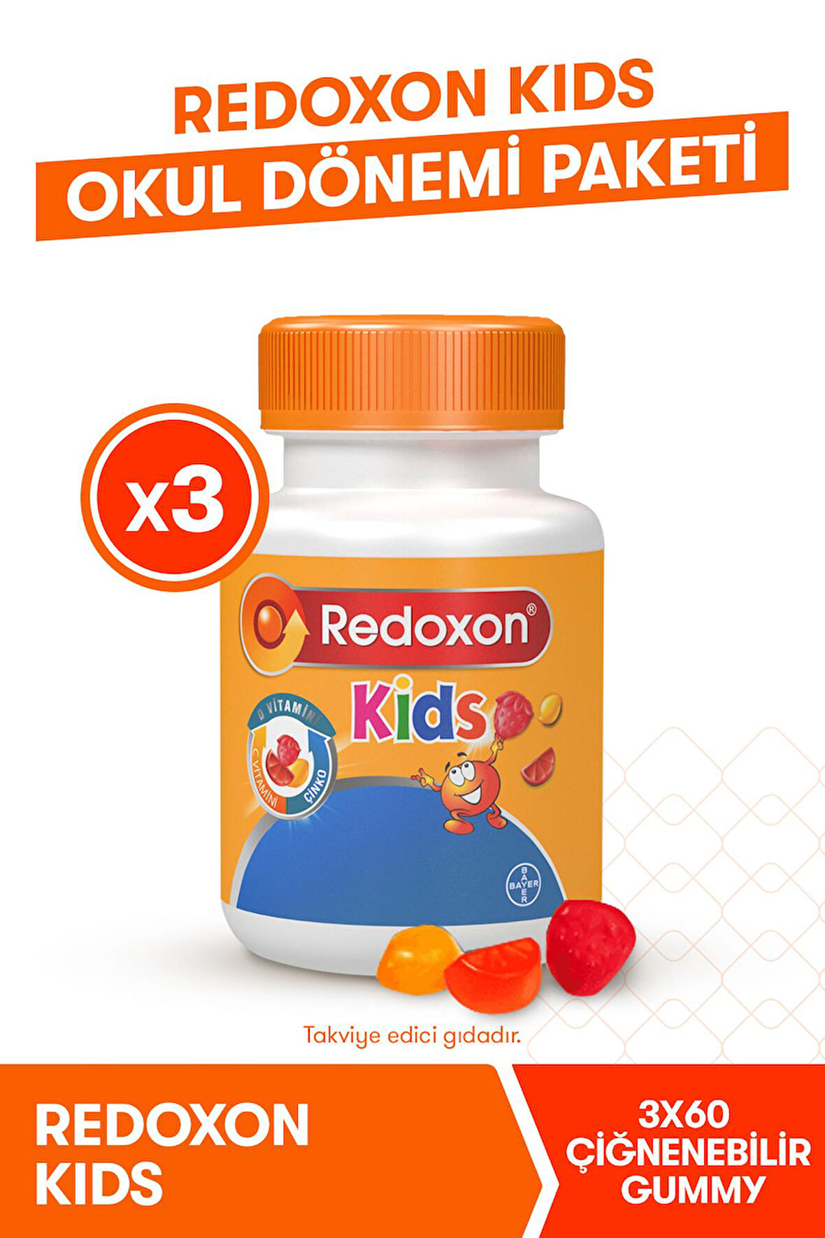 Redoxon Kids 3lü Okul Dönemi Paketi  I Çocuklar Için C Vitamini, D Vitamini Ve Çinko Içeren Takviye Edici