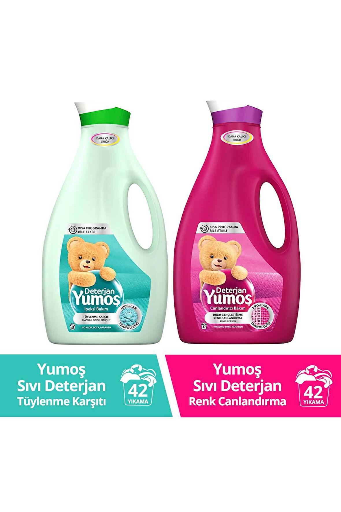 Yumoş Renkliler + Hassas Giysiler Sıvı Çamaşır Deterjanı 2 x 2520 ML