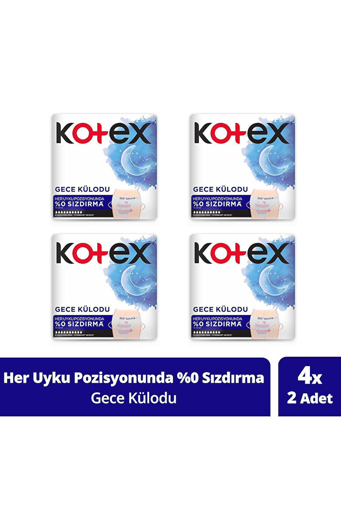 2'li Regl Gece Külodu - 4'lü Paket