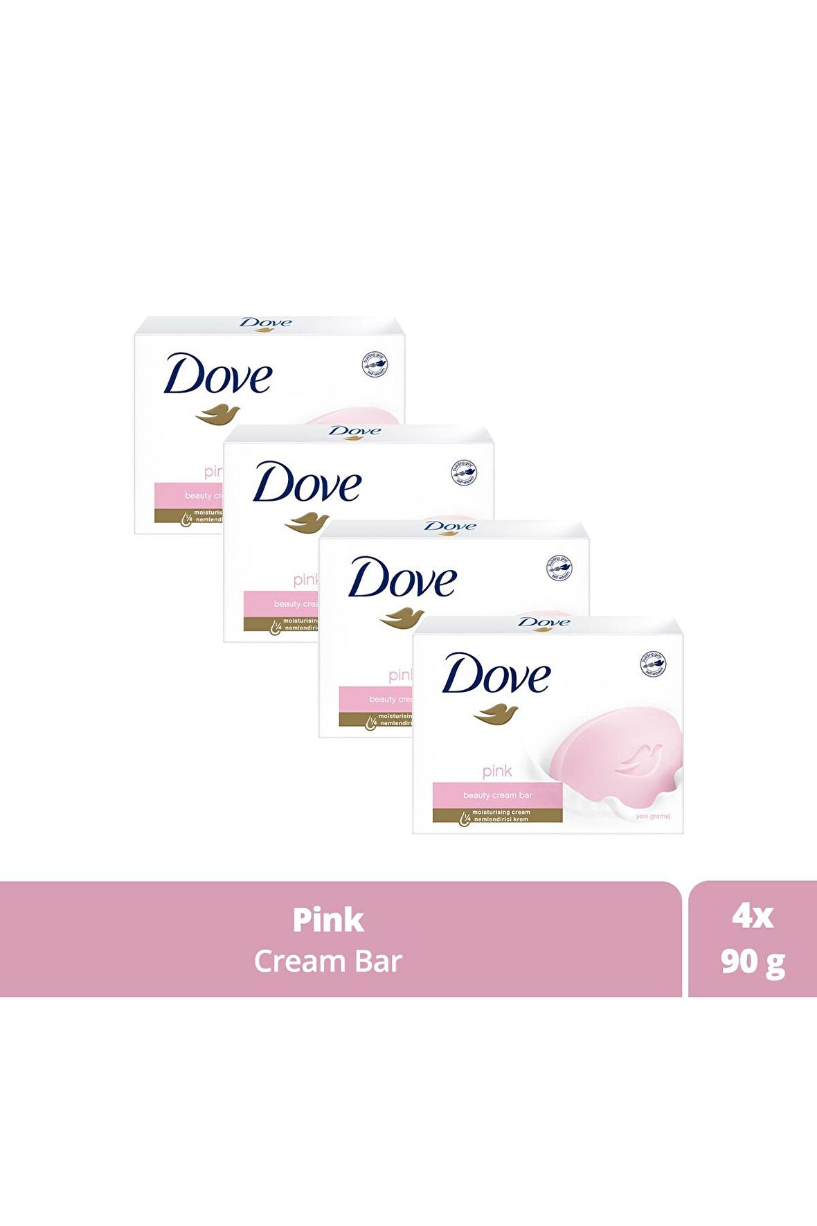 Beauty Cream Bar Katı Güzellik Sabunu Pink Nemlendirici Etkili 90 G X4 Adet