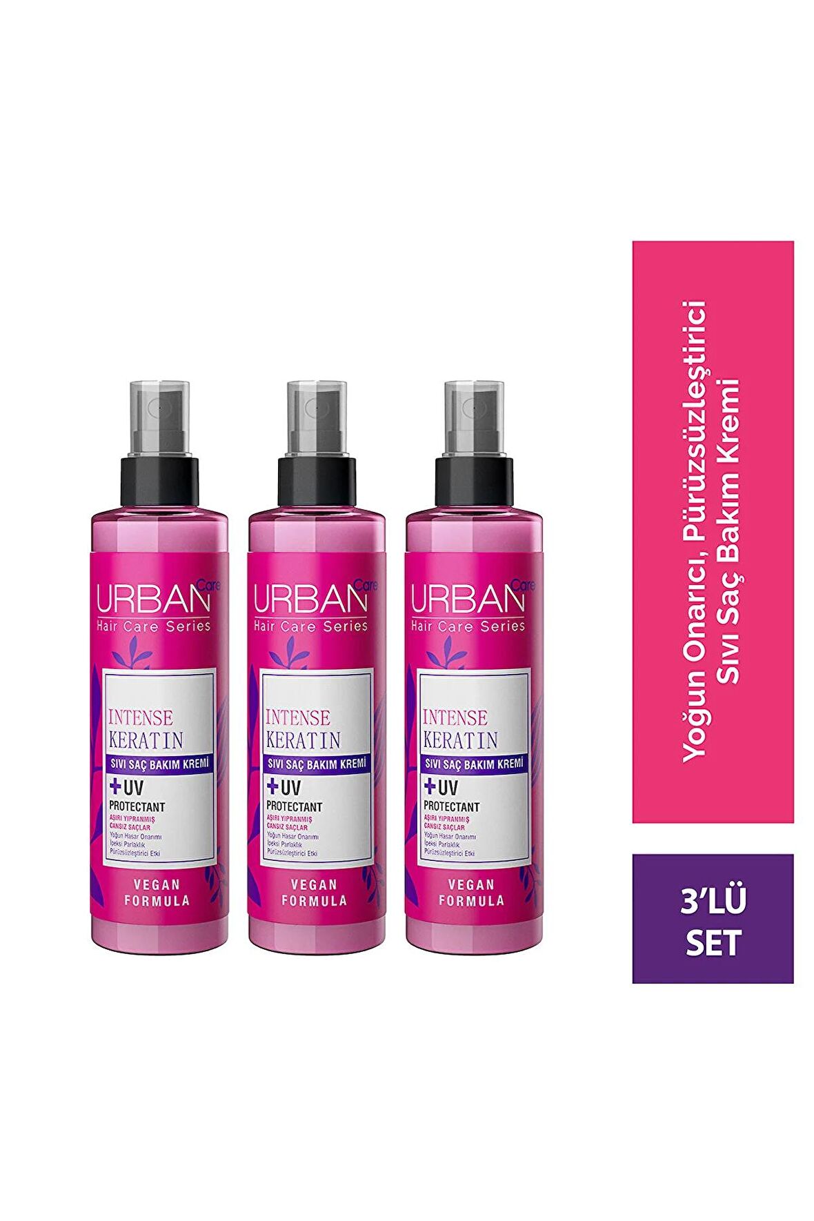 Urban Care Intense Keratin Aşırı Yıpranmış Saçlara Özel Sıvı Saç Kremi 3X200 ML-Vegan