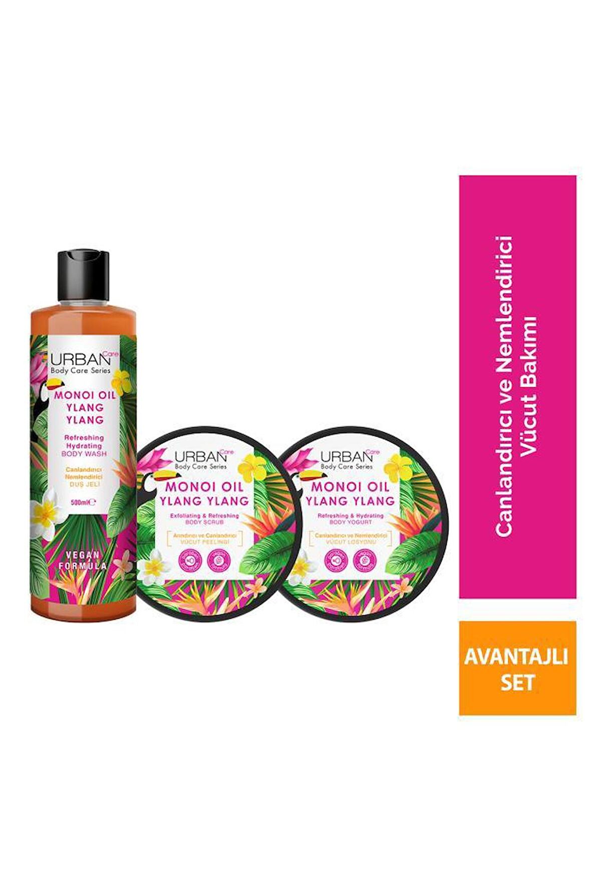 URBAN Care Body Series Monoi Oil & Ylang Ylang Canlandırıcı ve Nemlendirici 3'lü Set