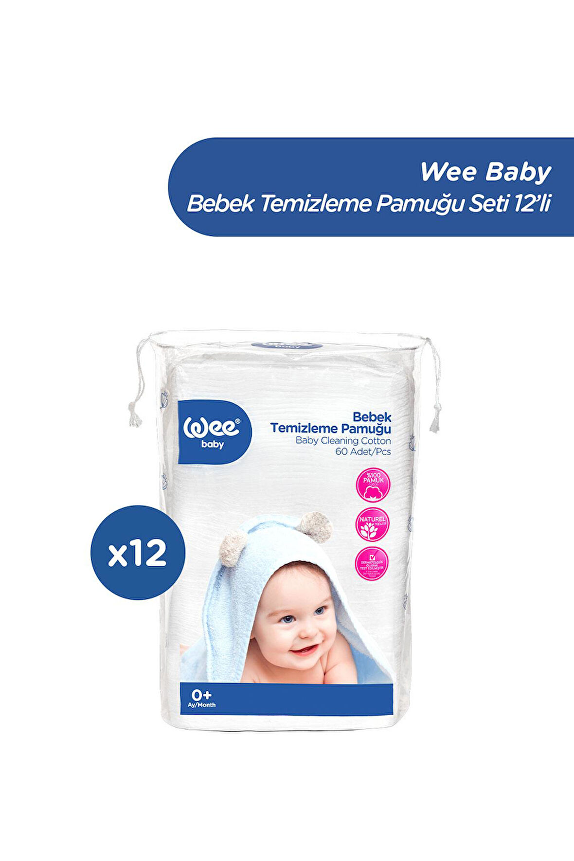 Wee Baby Bebek Temizleme Pamuğu Seti (60x12 720 Adet)