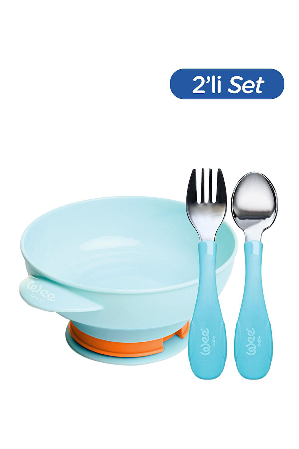 Wee Baby Süper Vakumlu Tabak ve Çelik Kaşık Çatal Seti Erkek
