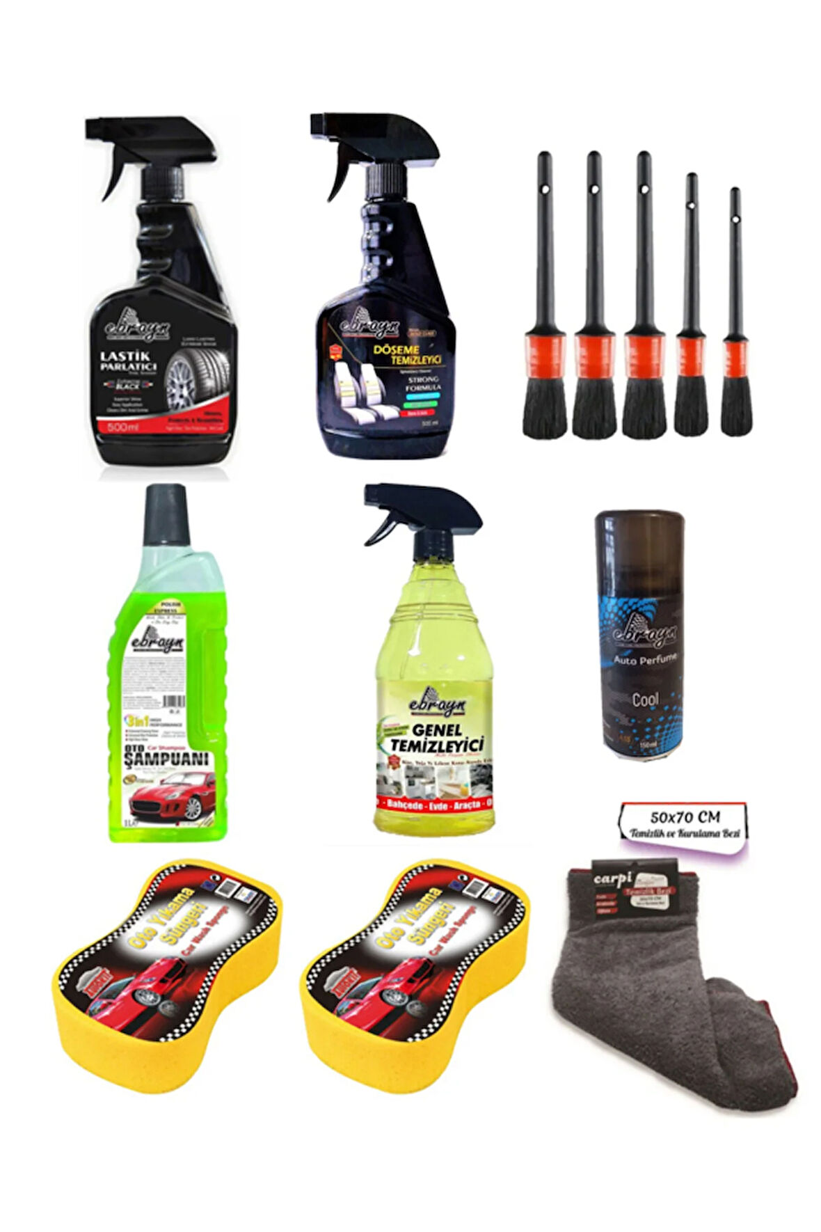 9 PARÇALI ARABA BAKIM OTO TEMİZLİK ARAÇ YIKAMA SETİ
