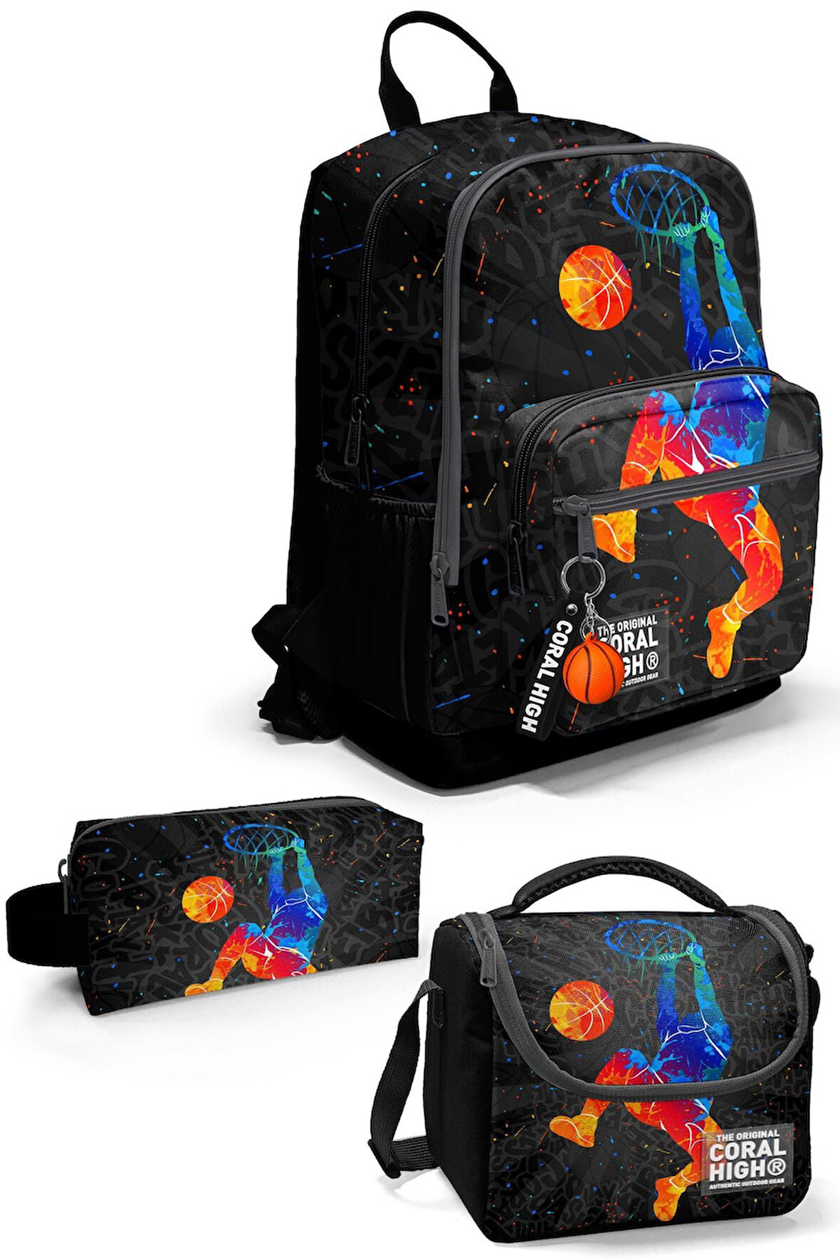 Coral High Gri Basketbol 3'lü Okul Çanta Seti SET0123643