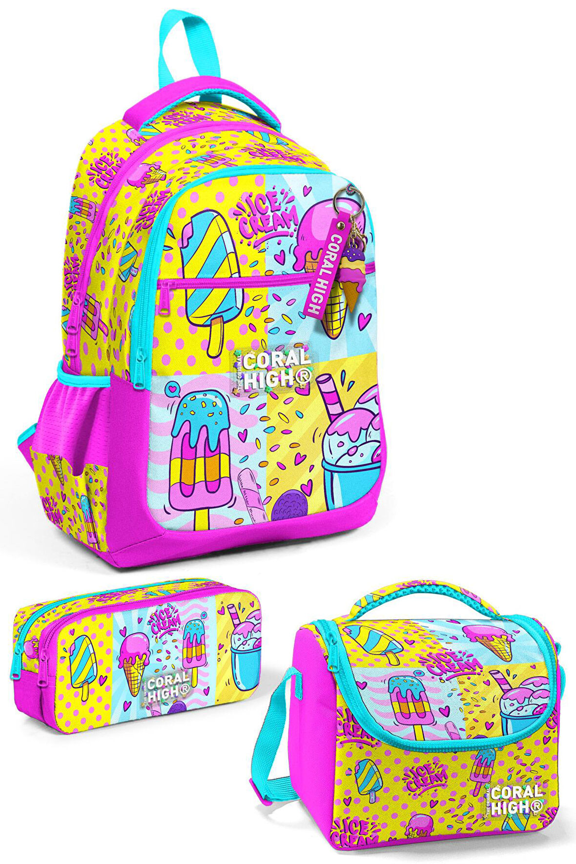 Coral High Kids Mixed Dondurma Desenli 3’lü Okul Çanta Seti SET0123645