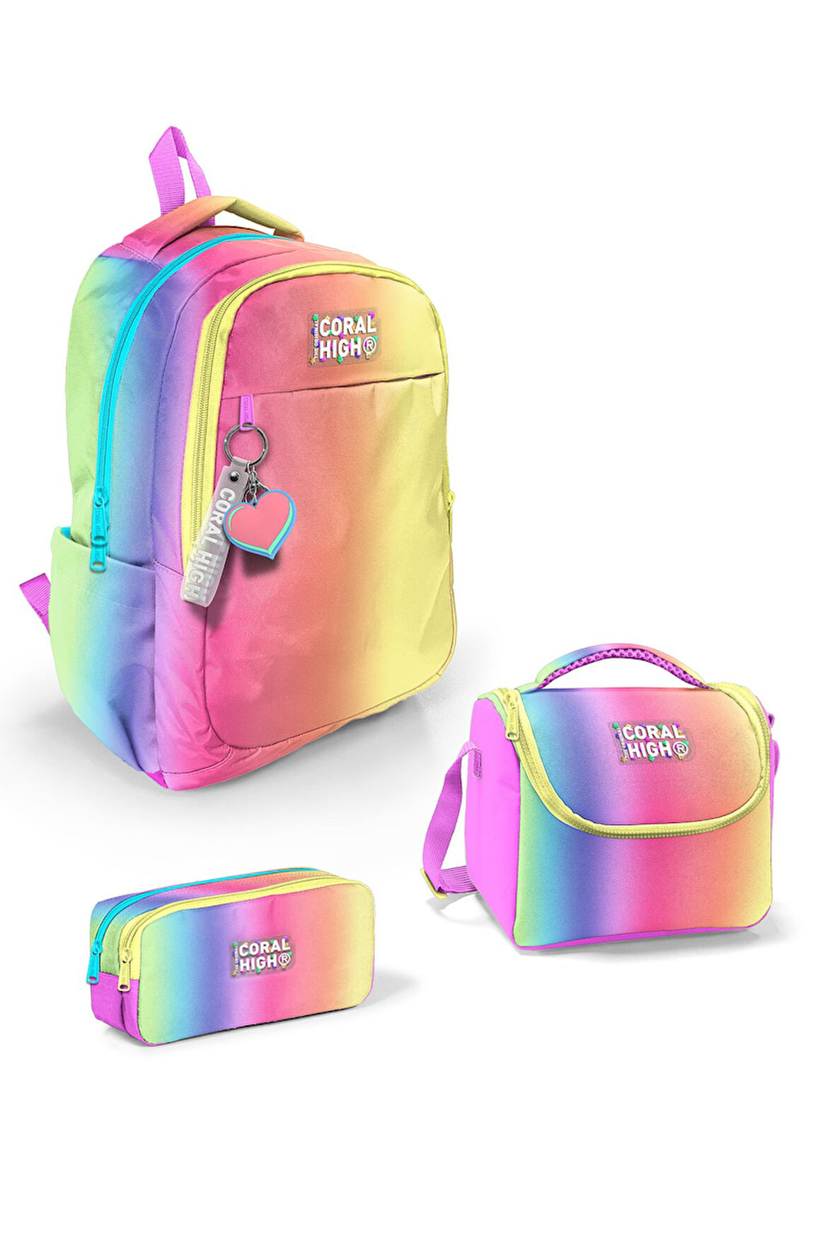 Coral High Kids Renk Geçişli Desenli 3’lü Okul Çanta Seti SET0123668
