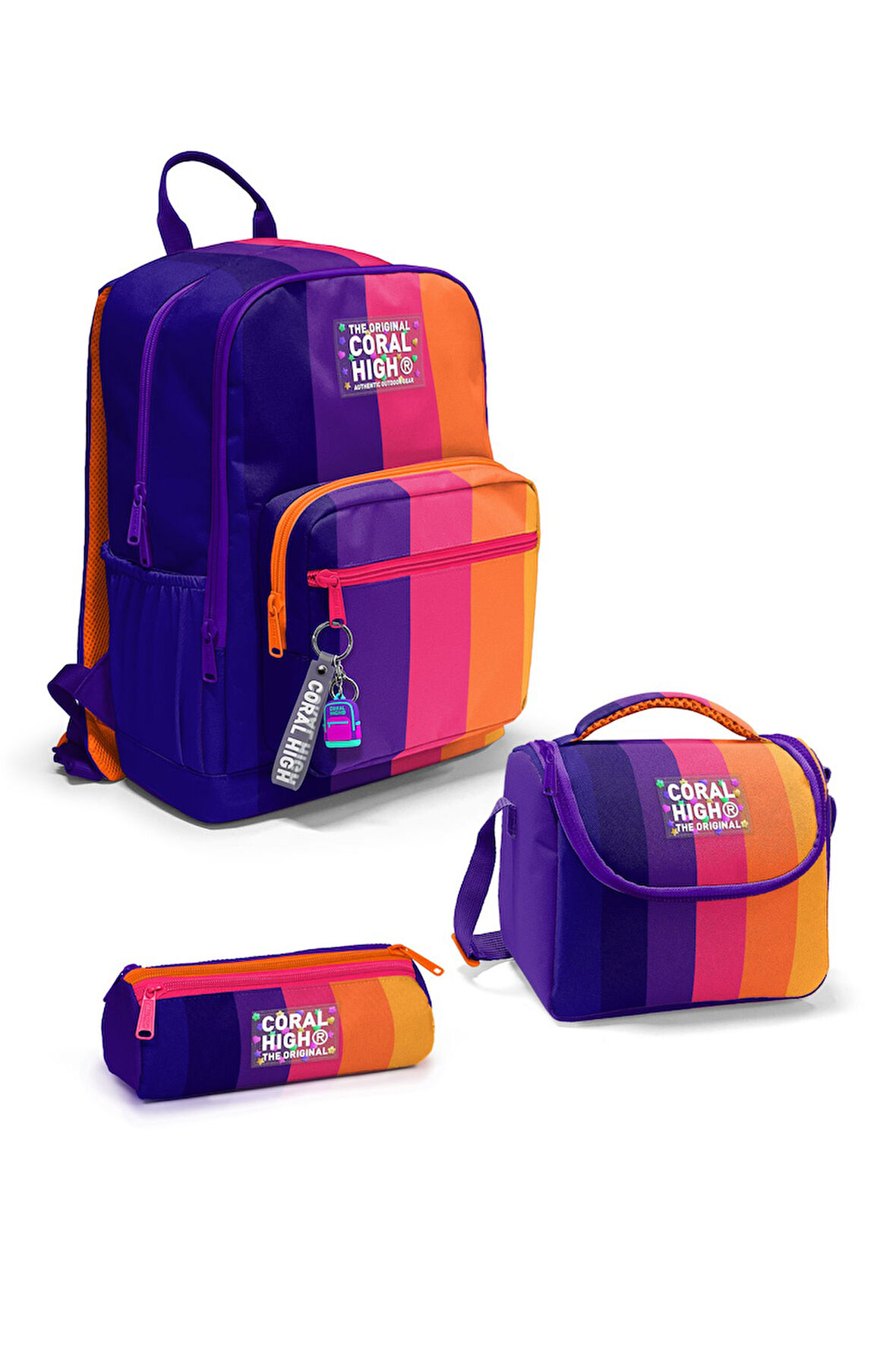 Coral High Renkli Çizgili 3’lü Okul Çanta Seti SET0123674