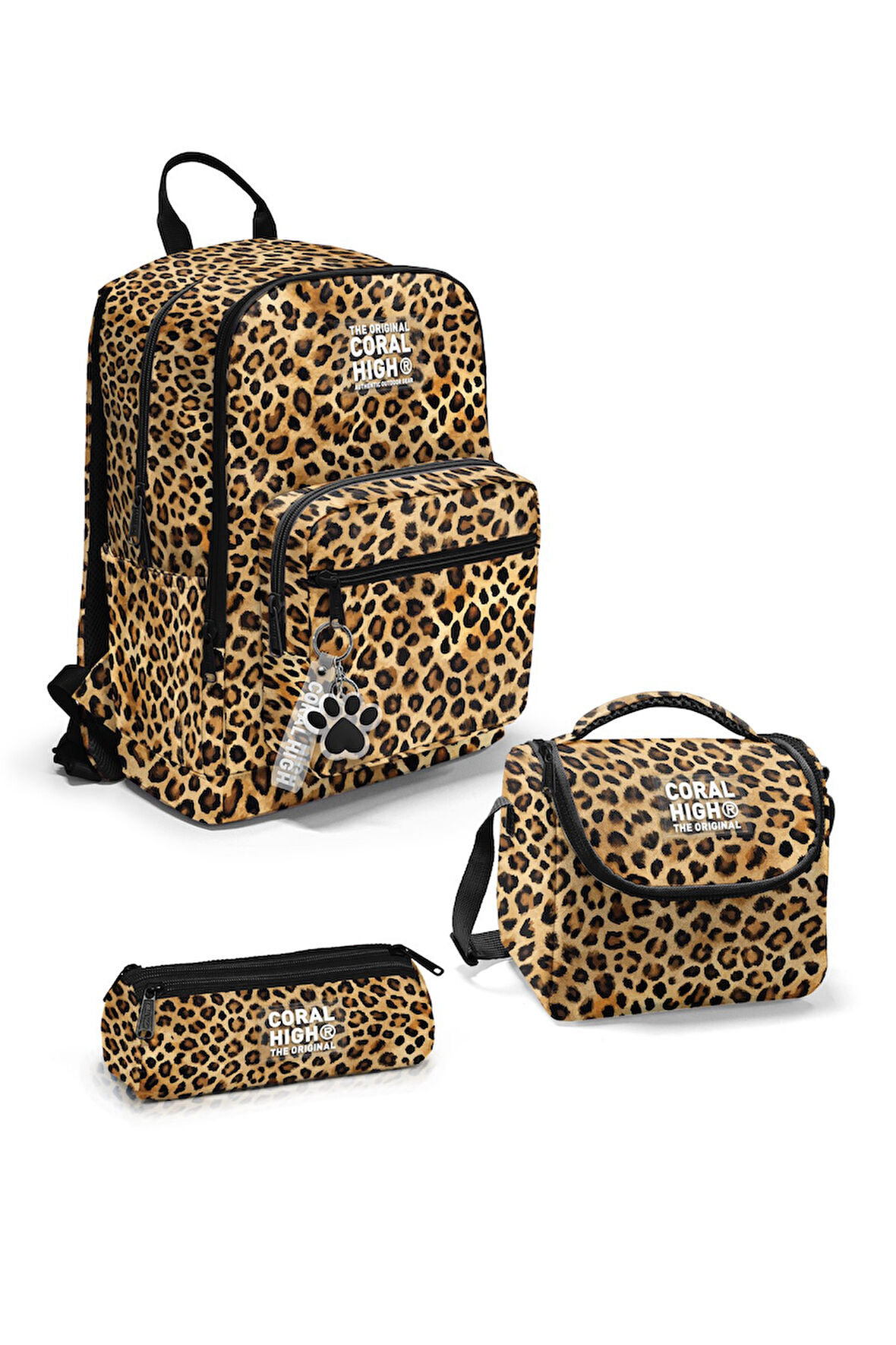 Coral High Kahverengi Leopar Desenli 3’lü Okul Çanta Seti SET0123681