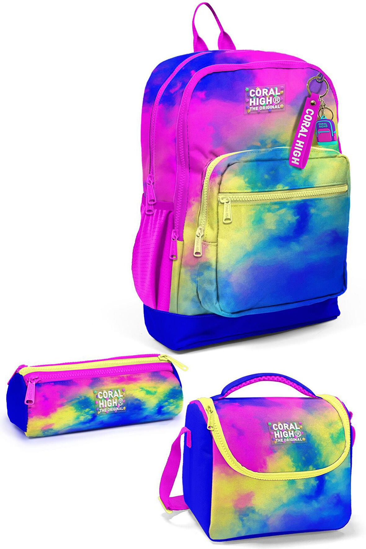 Coral High Kids Renkli Batik Desenli 3’lü Okul Çanta Seti SET0123757