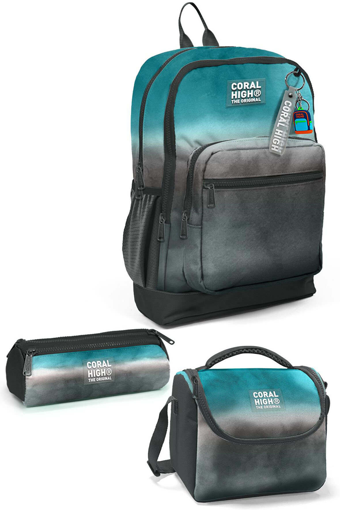 Coral High Kids Turkuaz Gri Batik 3’lü Okul Çanta Seti SET0123768