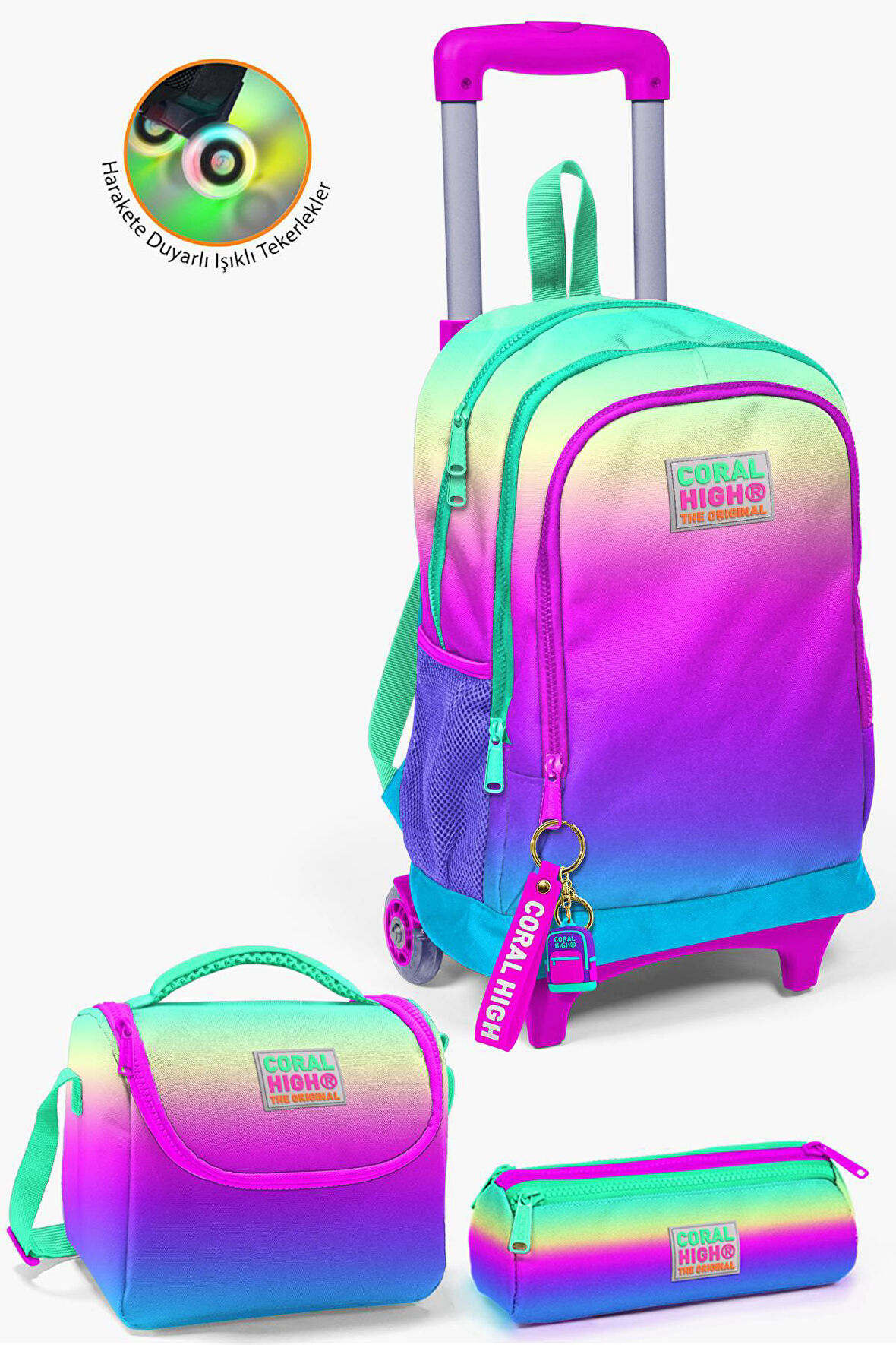 Coral High Kids Renk Geçişli Çekçekli 3’lü Okul Çanta Seti SET0123910