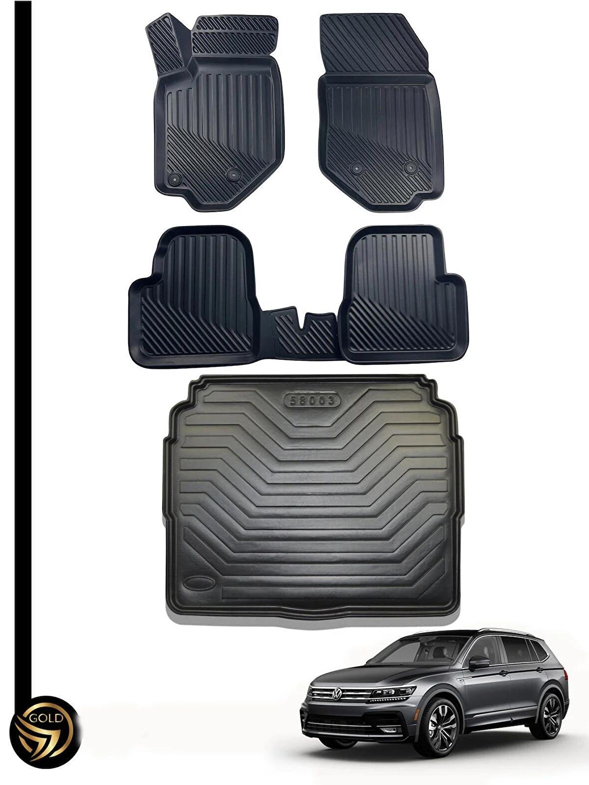 VOLKSWAGEN TİGUAN 2016+ HAVUZLU PASPAS+BAGAJ HAVUZU İKİLİ SET 
