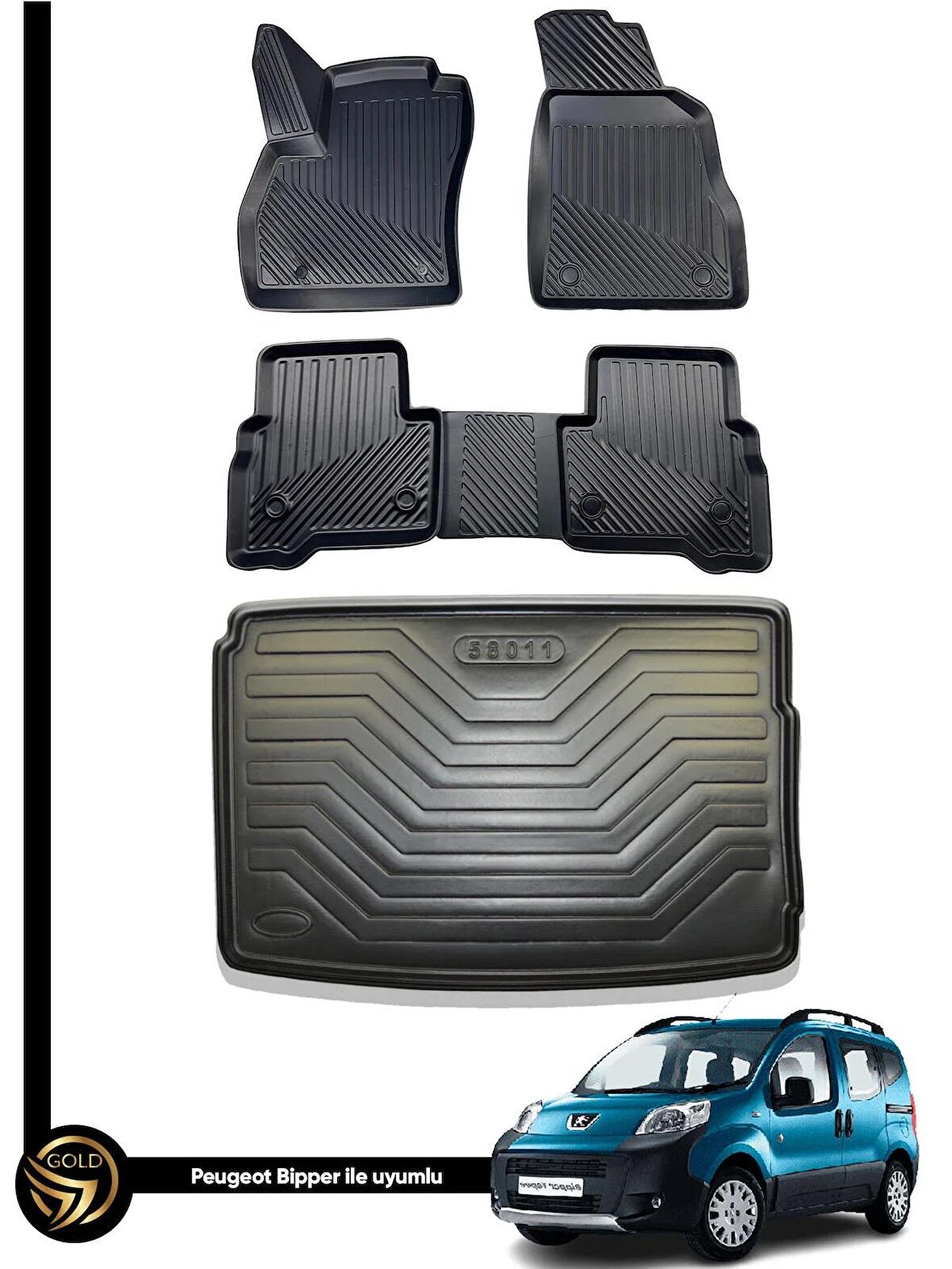 Peugeot Bipper 3D Havuzlu Paspas + Bagaj Havuzu Ikili Set