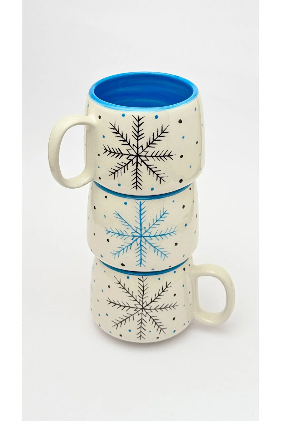 3'lü Kartanesi Double Nescafe Kupa, Yeni Yıl, El Yapımı Seramik Kupa, Seramik Kupa, Mug