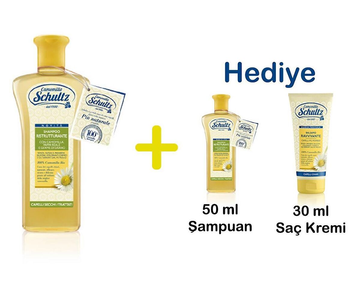 Schultz Onarıcı ve Yenileyici Şampuan 250ml Alana Şampuan 60ml + Saç Kremi 30ml HEDİYE