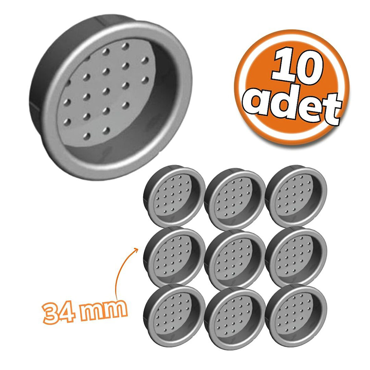 Albatur 0620 Plastik Menfez 34mm Siyah 10'lu Set