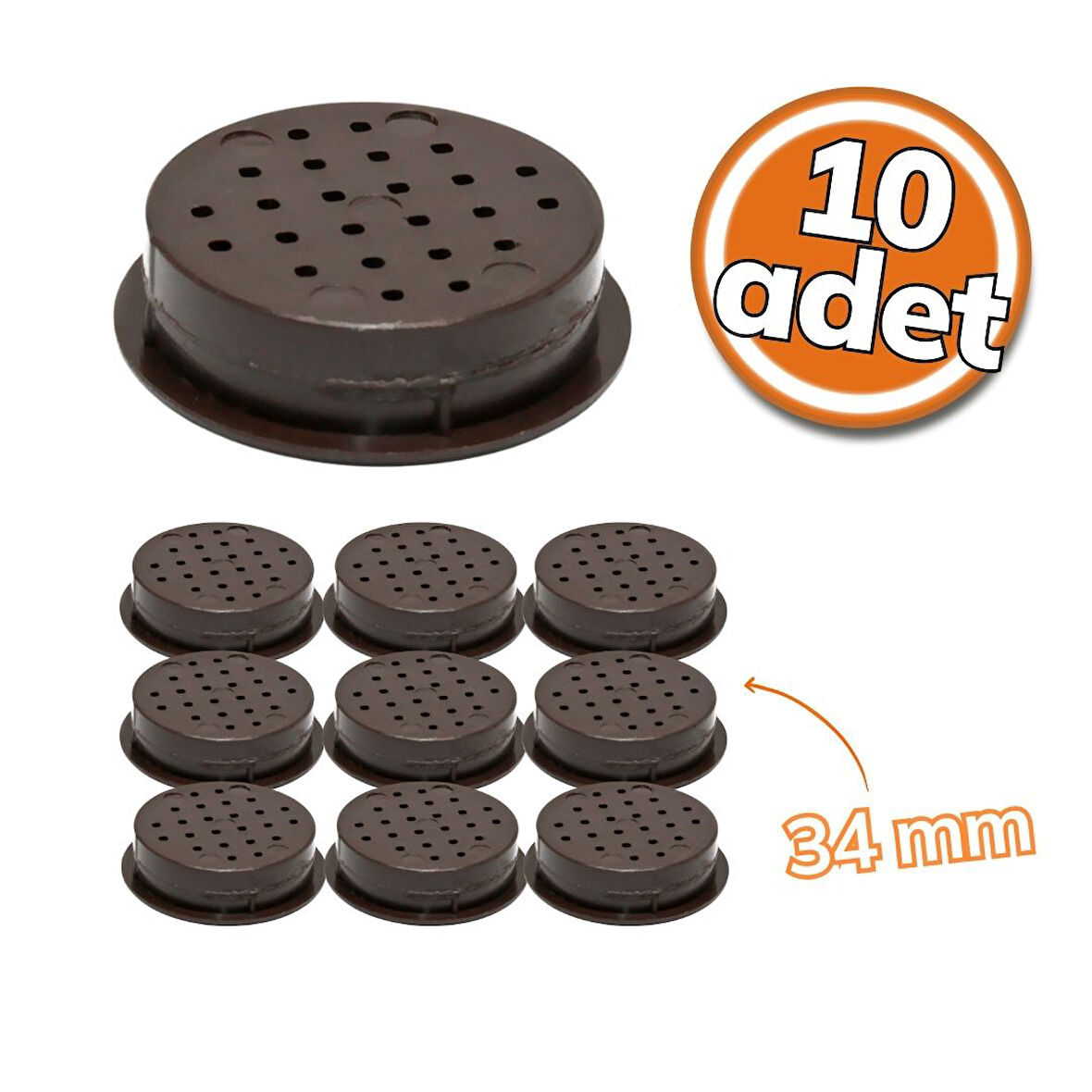 Albatur 0620 Plastik Menfez 34mm Kahverengi 10'lu Set