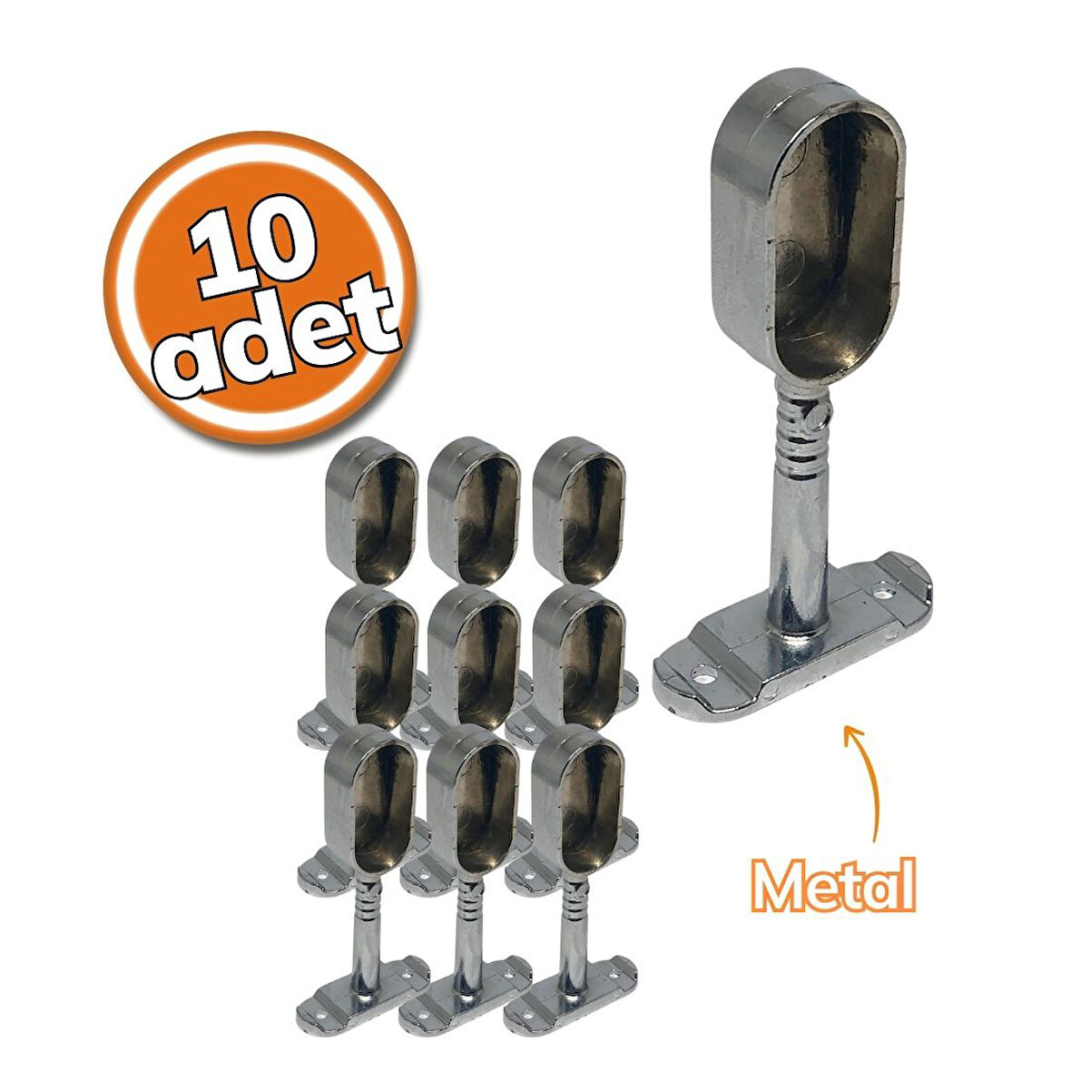 Ayder Boru Babası Oval Kapalı Krom 10'lu Set