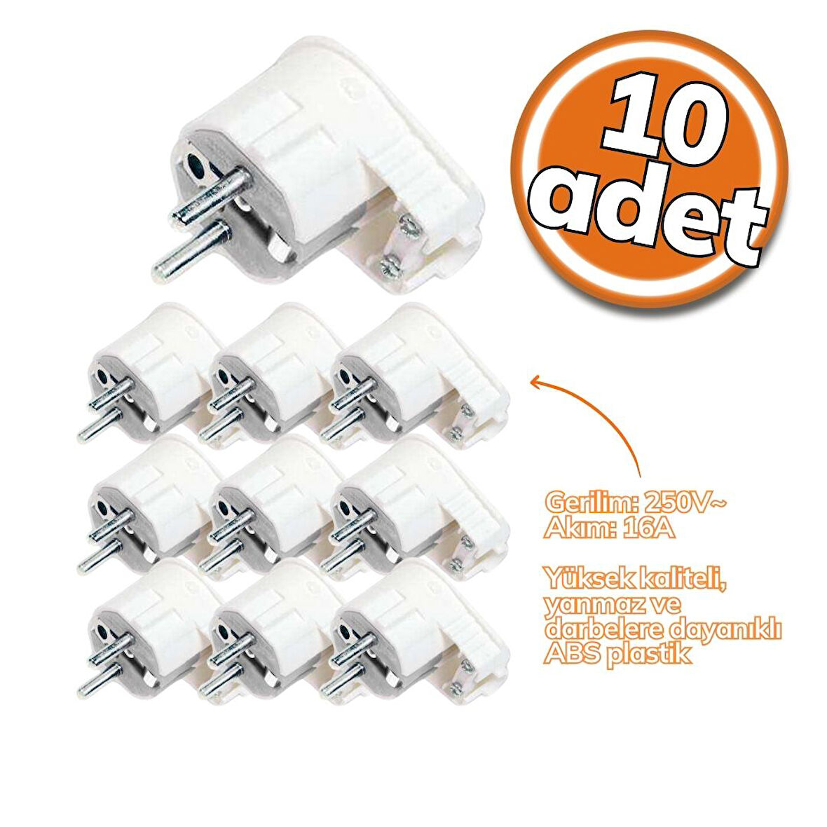 Far Fiş Topraklı Erkek UPS Beyaz 10'lu Set