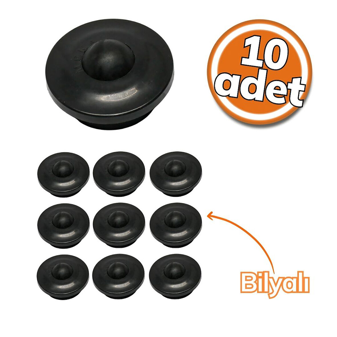 Mekal Bilyalı Gömme Teker - Siyah 10'lu Set