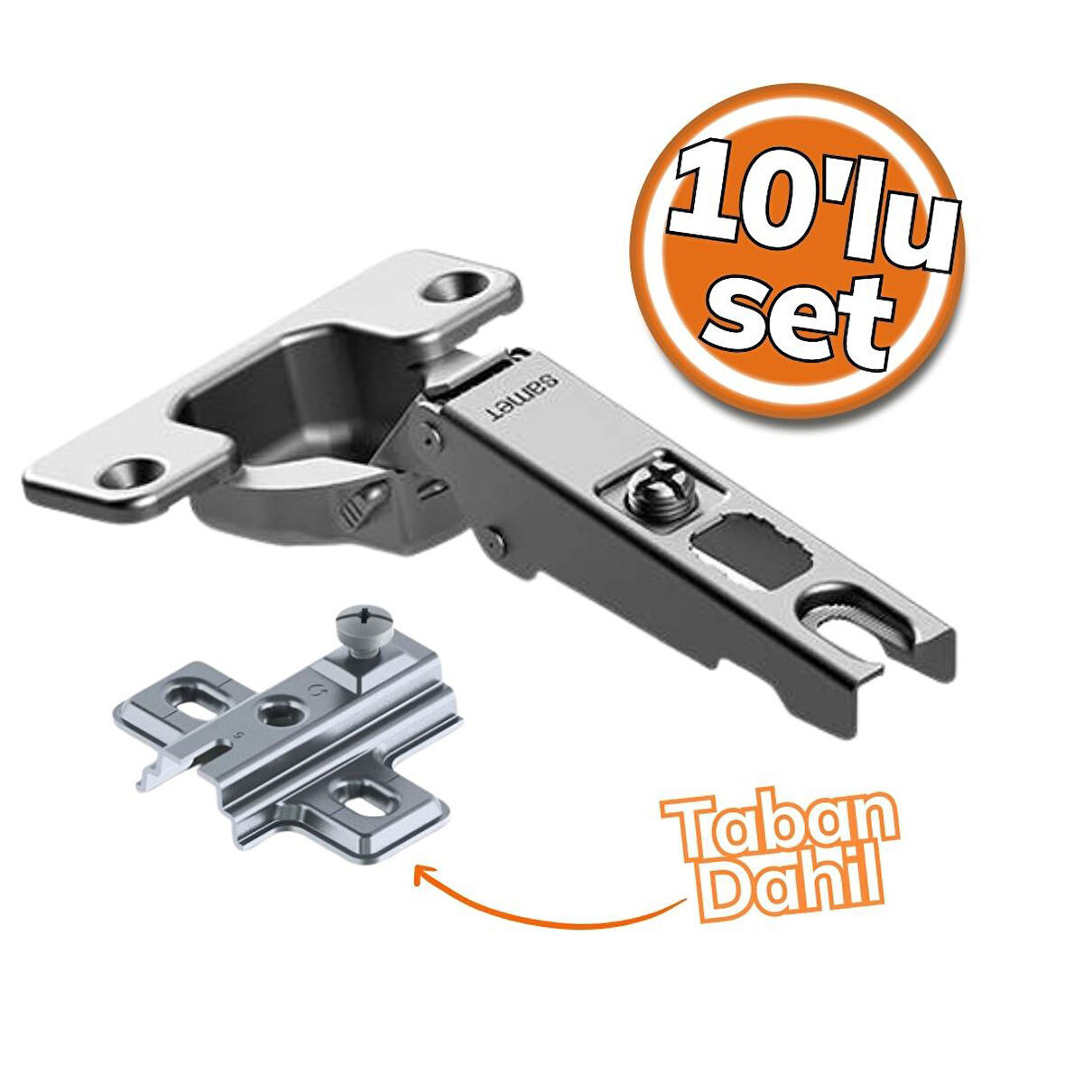 Samet Menteşe Star Düz Menteşe 10'lu Set (Taban Dahil)